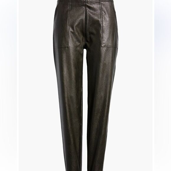 Spanx Women's Leather Faux Jogger in Noir Black Faux Vegan Pull-on Pants S NWT - Picture 3 of 8